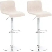CLP Set van 2 barkrukken "Hover", bekleed met stof, in hoogte verstelbaar en draaibaar | Kleur: crème, frame: chroom