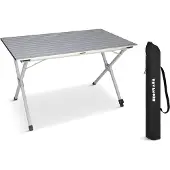 TRVLMORE Campingtafel - 120x70x70cm - Lichtgewicht met Aluminium Frame - Vouwtafel Verstelbaar - Kampeertafel - Klaptafel - Zwart