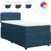 vidaXL Boxspring met matras fluweel blauw 90x200 cm