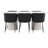 Ebuy24 Narvik eethoek tafel 100x200cm en 6 stoelen beige, zwart.