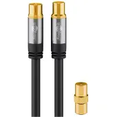 Pro IEC (m) - IEC (v/m) coaxkabel | recht | verguld | zwart | 1 meter