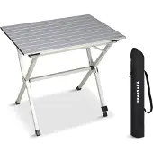 TRVLMORE Campingtafel - 80x58x71 cm - Lichtgewicht met Aluminium Frame - Vouwtafel Verstelbaar - Kampeertafel - Klaptafel - Zilver