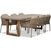 BUITEN living Lausanne/Rico zand dining tuinset | 6 personen | betonlook + aluminium | 250cm
