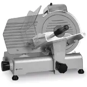 Hendi Snijmachine - aluminium en rvs - antiaanbaklaag en slijper, mes 25 cm, dikte 1-8 mm - 49,4 x 40,2 x 39,8 cm - grijs - voor kaas en vlees