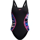 Speedo Hyperboom Splice Muscleback Badpak dames Zwart L/40