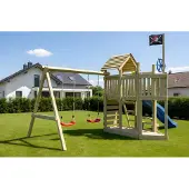 Buitenspeelgoed Keupink Houten Speeltoestel Maroo Play+ met schommels en glijbaan