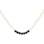 Yehwang Ketting Steen goud zilver zwart