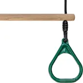 Buitenspeelgoed Keupink Houten Ringtrapeze met Kunststof Ringen Groen - BR touw zwart