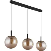 Globo Design Hanglamp Severin 3 Lichts Zwart Met Amber Glas
