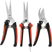 LONGZIMING -Professionele 3-delige Snoeischaar Set – Hand Snoeischaar, Bloemenschaar & Heggeschaar – RVS Veerslot – Tuingereedschap