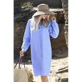Ringella Zomers katoenen doorknoopnachthemd blauw | Maat 48