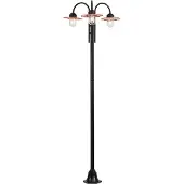 QAZQA Moderne buitenlamp zwart met koper 235cm 3-lichts IP44 - Kansas
