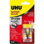UHU Secondelijm Permanent blitzschnell Minis Vloeibaar Transparant 45415 3 Stuks à 1 g