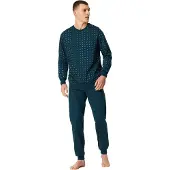 Schiesser Heren Pyjama Long petrol 181156 50/M