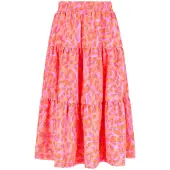 B.NOSY maxi rok met panterprint roze Meisjes Polyester Dierenprint - maat 104