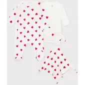 Petit Bateau Geboortegeschenkset van katoen met hartprint Unisex Kledingset - Wit/Rood + Wit/Rood + Wit