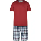 Phil&Co. Pyjama kort ' Classic ' blauw / lichtblauw / rood / offwhite