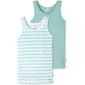 Schiesser Onderhemd 'Fine Rib' turquoise / jade groen / wit