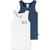 Schiesser Onderhemd ' Fine Rib ' donkerblauw / wit