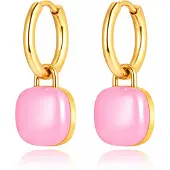 Deja Jewels Oorringen Goudkleurig Met Lichtroze Acryl Hanger