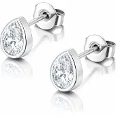 Cilla Jewels Oorknopjes Zilverkleurig Druppel Zirkonia