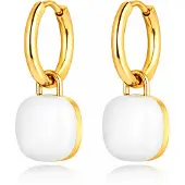 Deja Jewels Oorringen Goudkleurig Met Witte Acryl Hanger