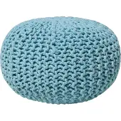 Beliani CONRAD - Poef - Lichtblauw - 40 cm - Katoen