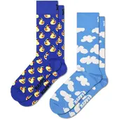 Happy socks Sokken kobaltblauw / azuur / geel / wit