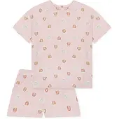 Schiesser Nachtkledij ' Nightwear ' pastelblauw / rosa / rood / wit