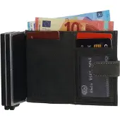 Hide & Stitches Idaho Safety Wallet - 100% Leer - Zwart