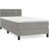Syfax Boxspring met matras fluweel lichtgrijs 90x200 cm