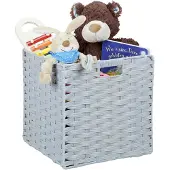 Relaxdays 3 opbergmanden, vierkant, voor badkamer en kinderkamer, gevlochten mand, hoogte x breedte x diepte: 31x32x30 cm, grijs