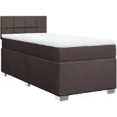 vidaXL Boxspring met matras stof donkerbruin 90x200 cm