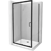 Mexen Apia schuifdouchecabine 120 x 100 , transparant, zwart + Flat douchebak, wit- 840-120-100-70-00-4010B