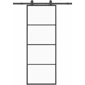 vidaXL Schuifdeur met beslagset 76x205 cm ESG glas zwart