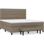 vidaXL Boxspring met matras stof taupe 180x200 cm