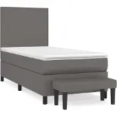 vidaXL Boxspring met matras kunstleer grijs 80x200 cm