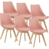 En.casa Eetkamerstoel 'Fläten', set van 6, gestoffeerde stoel, kunstleer, roze