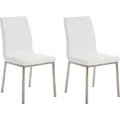 CLP Set van 2 eetkamerstoelen Colmar, met een frame van roestvrij staal, wit