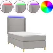 Syfax Boxspring met matras en LED stof lichtgrijs 90x200 cm