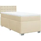 vidaXL Boxspring met matras stof crèmekleurig 90x200 cm