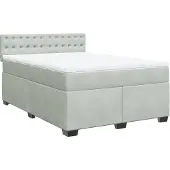 vidaXL Boxspring met matras fluweel lichtgrijs 140x200 cm