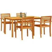 vidaXL Tuin Eettafel Set 5 st Bruin Massief Acacia Hout