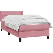 vidaXL Boxspring met matras fluweel roze 90x210 cm