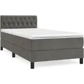 Syfax Boxspring met matras fluweel donkergrijs 100x200 cm