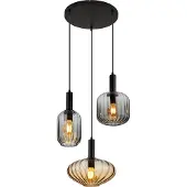 Globo Hanglamp Valletta met gekleurd glas 3-lichts