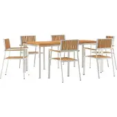 vidaXL Buitenmeubelset, 7 stuks, 180 x 90 x 75 cm