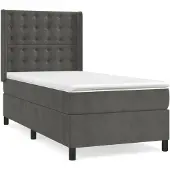 Syfax Boxspring met matras fluweel donkergrijs 90x200 cm