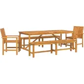 Syfax Tuin eettafelset 5 st Bruin Massief Acaciahout