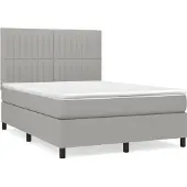 vidaXL Boxspring met matras stof lichtgrijs 140x200 cm